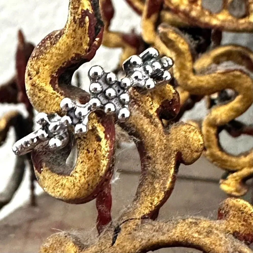 Silver-Tone  Beaded Crown Ring